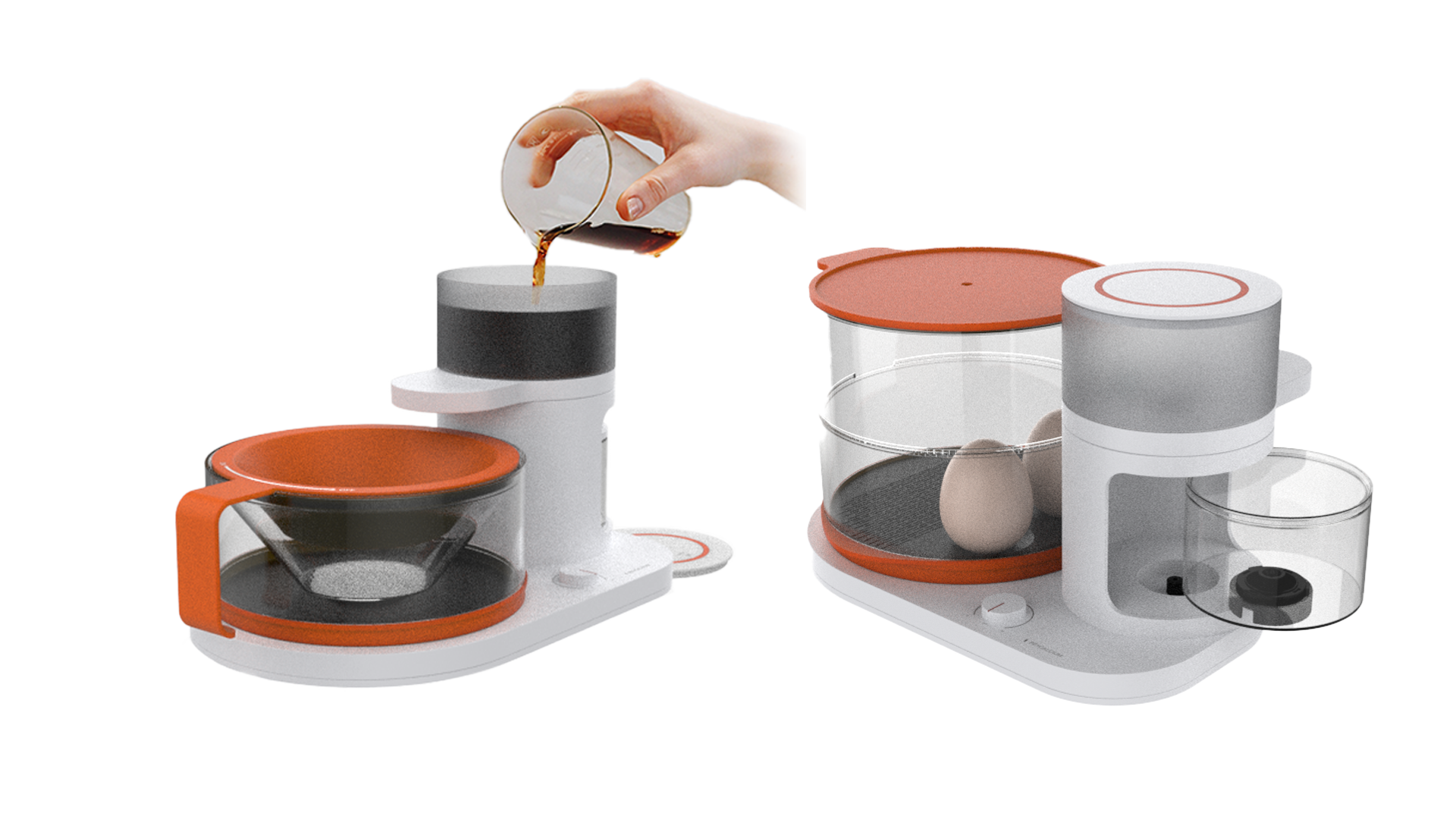 Water-State Cooker upper liquid reservoir and cooking vessel