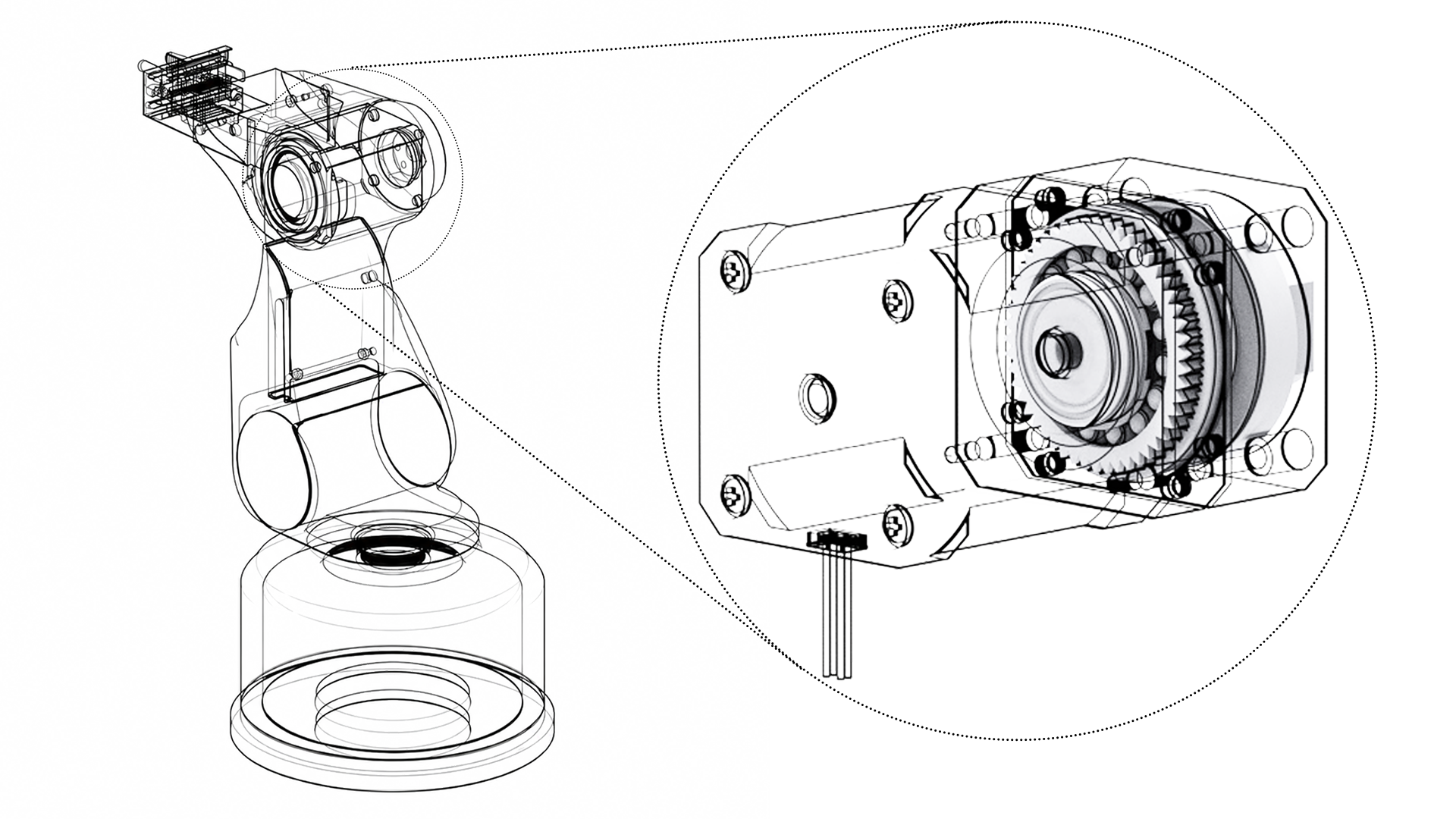 CAD drawing of the fully 3D-printed reducer for the robotic arm